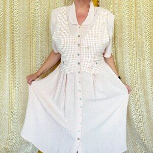 Vintage 90s Pink Floral Cottagecore Vest Dress by Ultra Dress New York Size 20